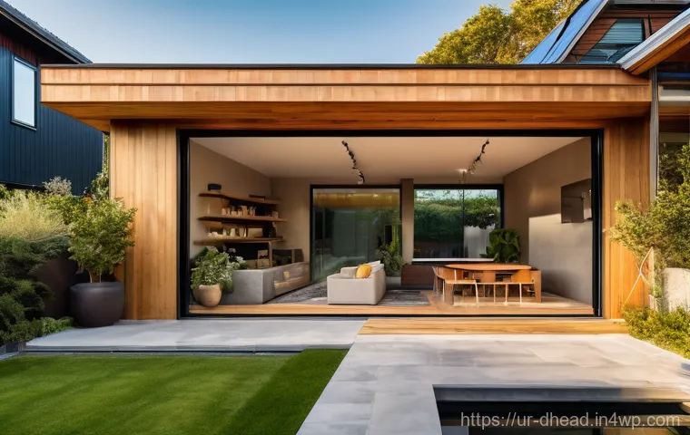 미래 주거 형태에서의 디자인 혁신 - Image Prompt 1: The AI-Enhanced Sustainable Family Home**