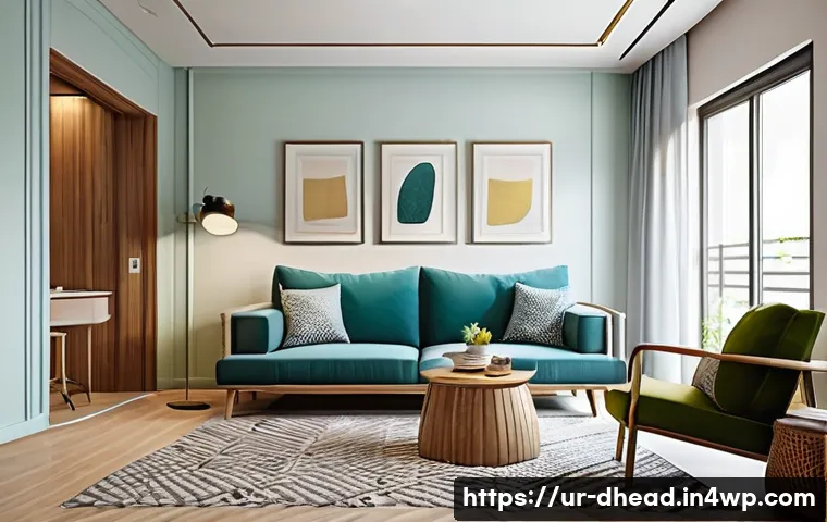 주거 형태의 디자인 트렌드 분석 - A modern, compact living room interior designed for a small apartment in Pakistan, featuring multifu...
