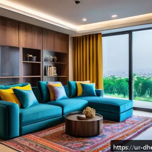 Home 29 미래 주거 형태에 대한 투자 기회 - A futuristic smart home interior in a modern Pakistani apartment, featuring sleek IoT devices like s...