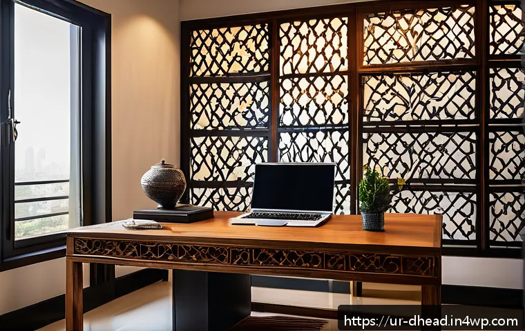 주거 형태의 변화가 직장 생활에 미치는 영향 - A modern home office scene set in a typical urban Pakistani apartment, featuring a young professiona...